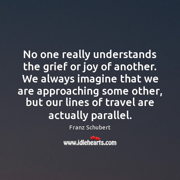 No one really understands the grief or joy of another. We always Franz Schubert Picture Quote