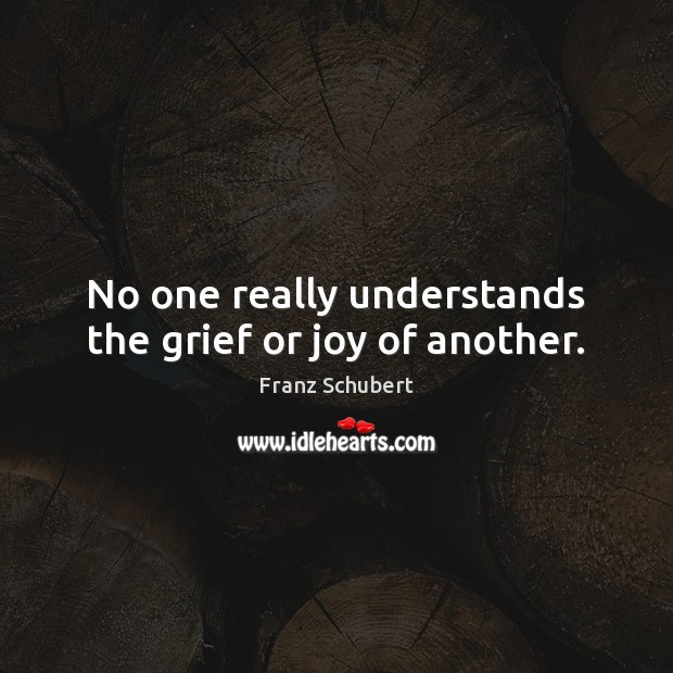 No one really understands the grief or joy of another. Franz Schubert Picture Quote
