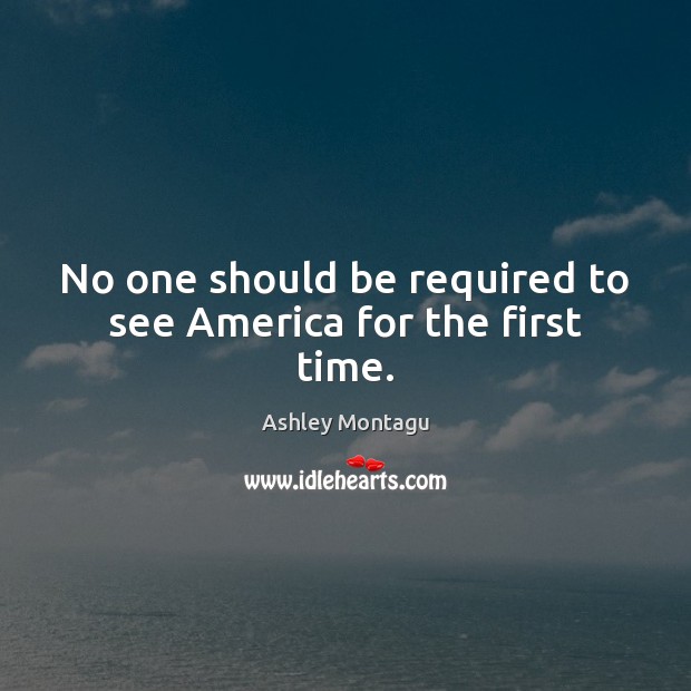 No one should be required to see America for the first time. Ashley Montagu Picture Quote