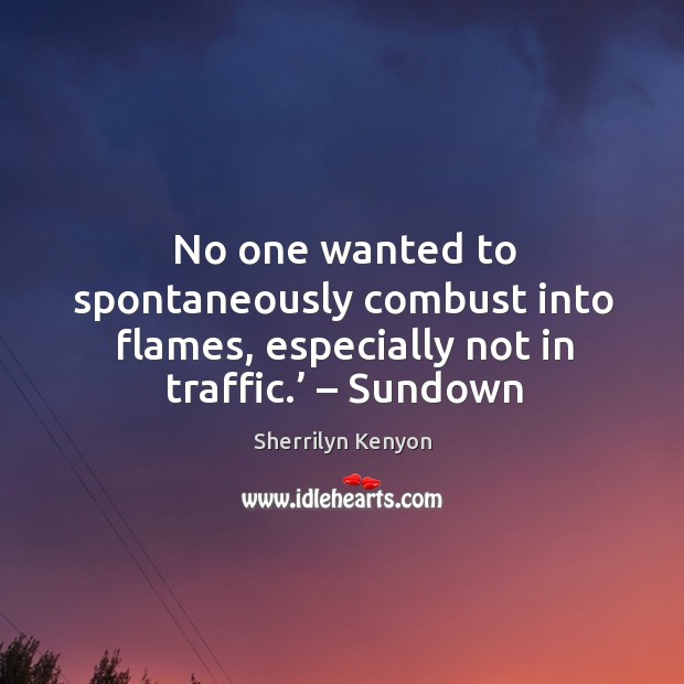 No one wanted to spontaneously combust into flames, especially not in traffic.’ – Sherrilyn Kenyon Picture Quote