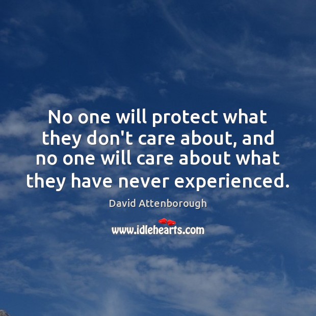 No one will protect what they don’t care about, and no one David Attenborough Picture Quote