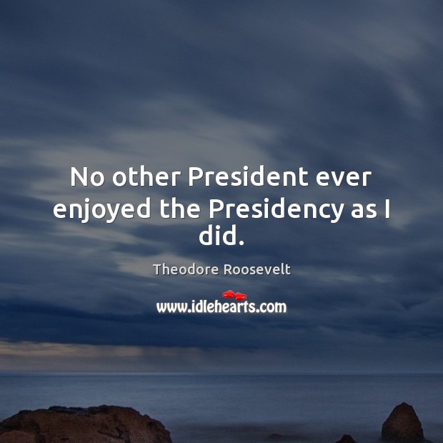 No other President ever enjoyed the Presidency as I did. Image