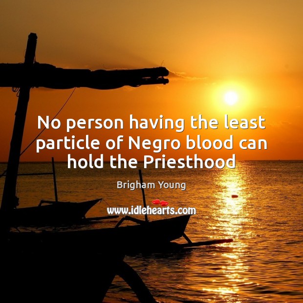 No person having the least particle of Negro blood can hold the Priesthood Brigham Young Picture Quote