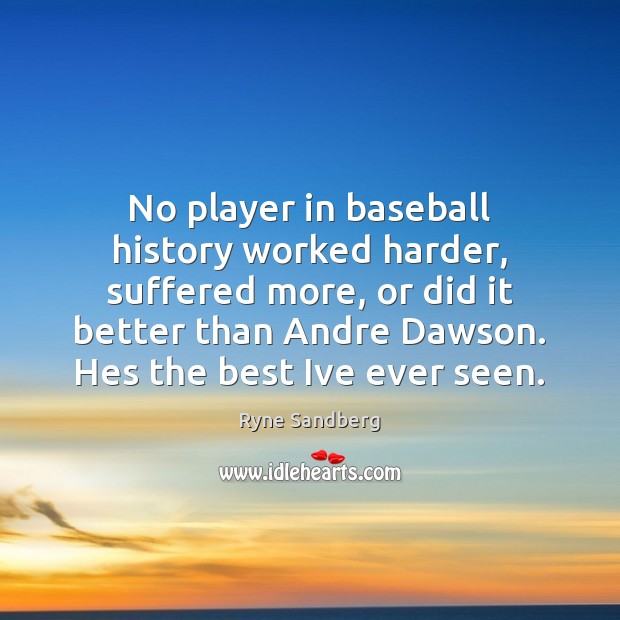 No player in baseball history worked harder, suffered more, or did it Ryne Sandberg Picture Quote