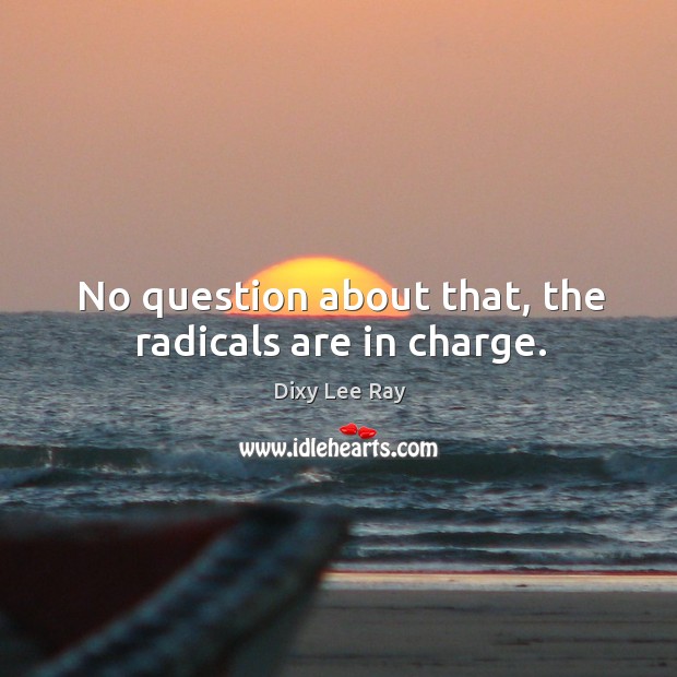 No question about that, the radicals are in charge. Dixy Lee Ray Picture Quote
