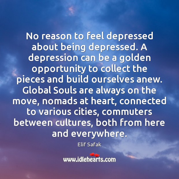 No reason to feel depressed about being depressed. A depression can be Elif Safak Picture Quote
