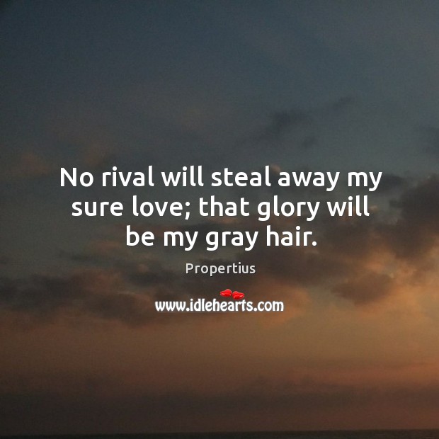 No rival will steal away my sure love; that glory will be my gray hair. Propertius Picture Quote
