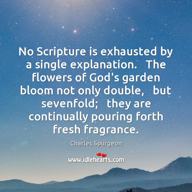 No Scripture is exhausted by a single explanation.   The flowers of God’s Image