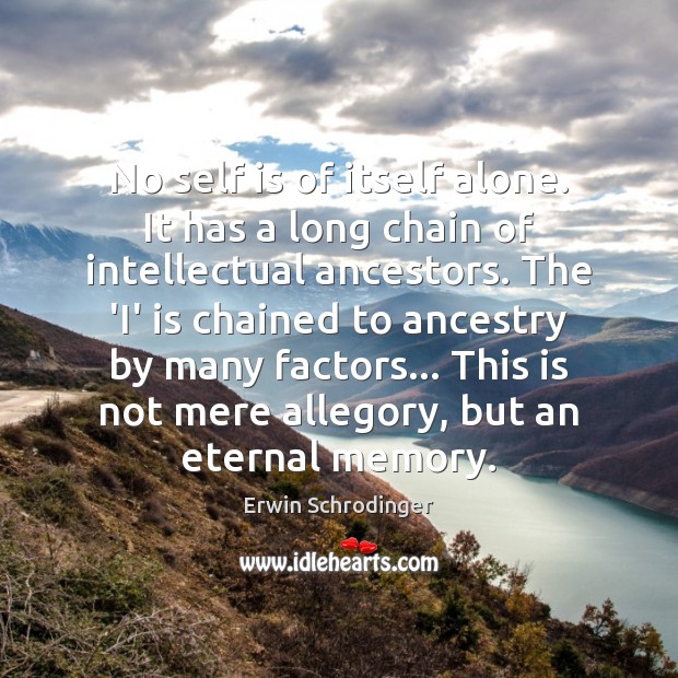 No self is of itself alone. It has a long chain of Erwin Schrodinger Picture Quote