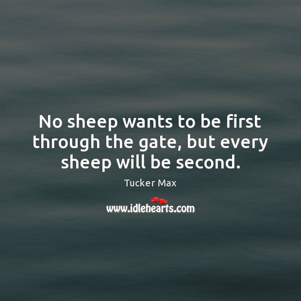 No sheep wants to be first through the gate, but every sheep will be second. Image