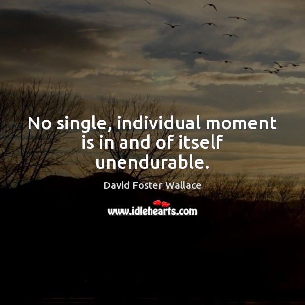 No single, individual moment is in and of itself unendurable. David Foster Wallace Picture Quote