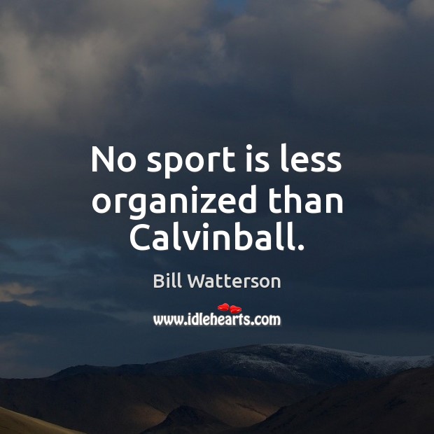 No sport is less organized than Calvinball. Bill Watterson Picture Quote