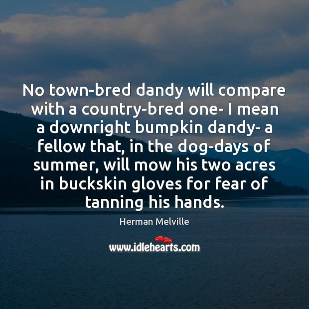 No town-bred dandy will compare with a country-bred one- I mean a Herman Melville Picture Quote