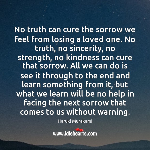 No truth can cure the sorrow we feel from losing a loved Image