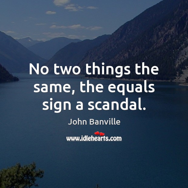 No two things the same, the equals sign a scandal. John Banville Picture Quote