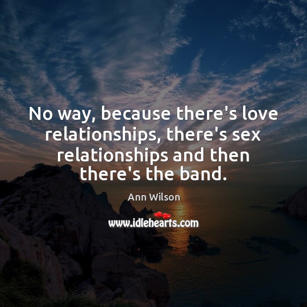 No way, because there’s love relationships, there’s sex relationships and then there’s Ann Wilson Picture Quote
