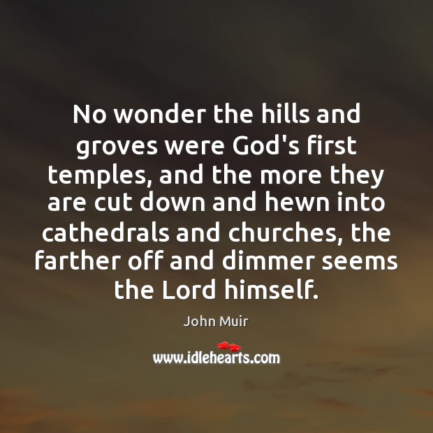 No wonder the hills and groves were God’s first temples, and the John Muir Picture Quote