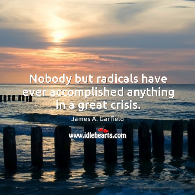 Nobody but radicals have ever accomplished anything in a great crisis. James A. Garfield Picture Quote