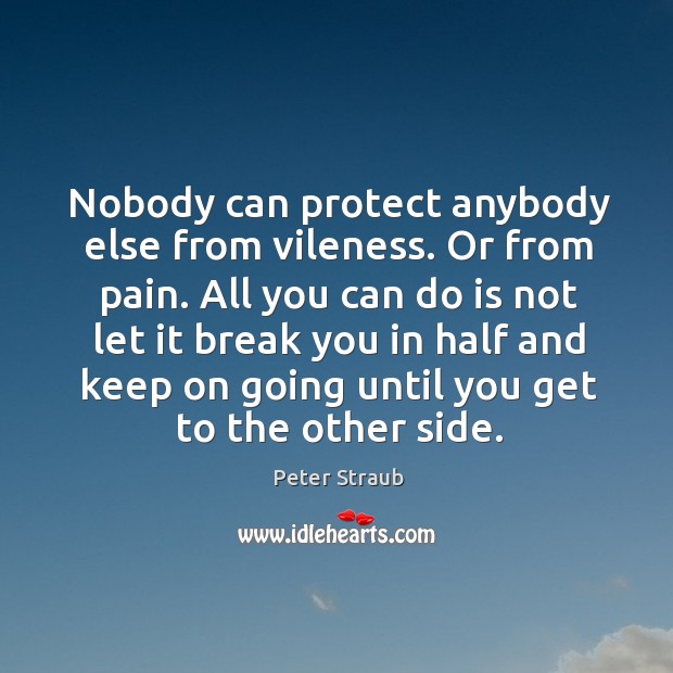 Nobody can protect anybody else from vileness. Or from pain. All you Peter Straub Picture Quote