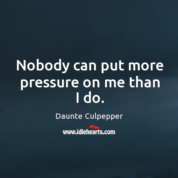 Nobody can put more pressure on me than I do. Image