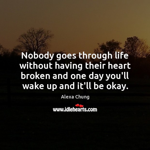 Nobody goes through life without having their heart broken and one day Alexa Chung Picture Quote