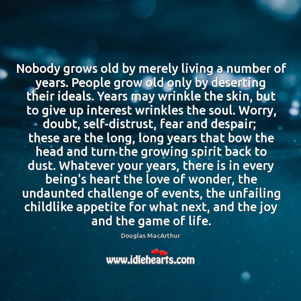 Nobody grows old by merely living a number of years. People grow Image