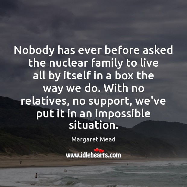 Nobody has ever before asked the nuclear family to live all by Margaret Mead Picture Quote
