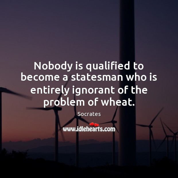 Nobody is qualified to become a statesman who is entirely ignorant of Socrates Picture Quote