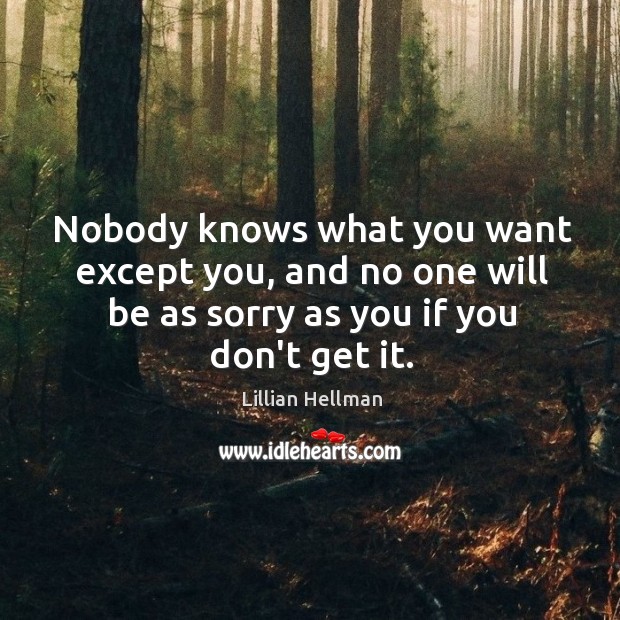 Nobody knows what you want except you, and no one will be Image