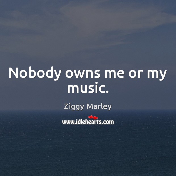 Nobody owns me or my music. Ziggy Marley Picture Quote