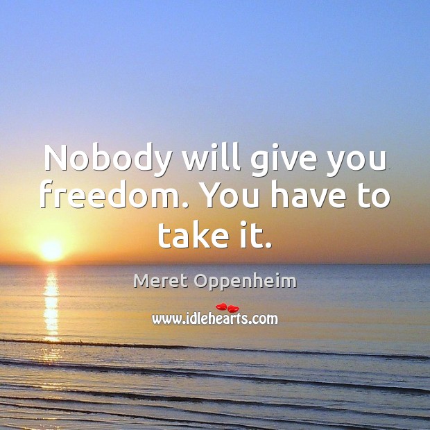 Nobody will give you freedom. You have to take it. Meret Oppenheim Picture Quote