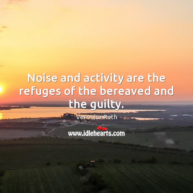Noise and activity are the refuges of the bereaved and the guilty. Image