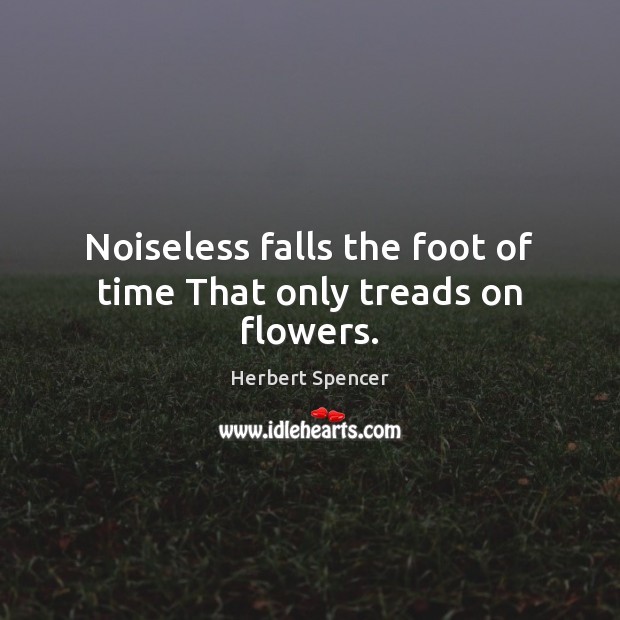 Noiseless falls the foot of time That only treads on flowers. Herbert Spencer Picture Quote
