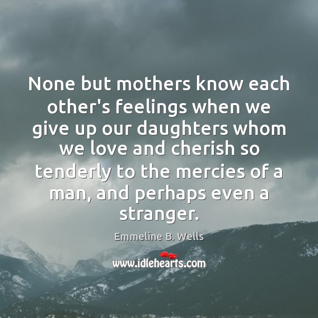 None but mothers know each other’s feelings when we give up our Emmeline B. Wells Picture Quote