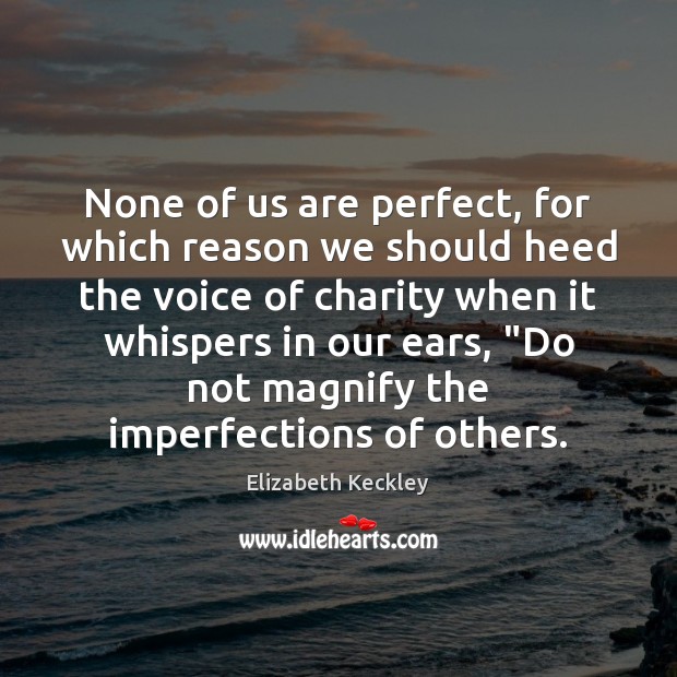 None of us are perfect, for which reason we should heed the Elizabeth Keckley Picture Quote