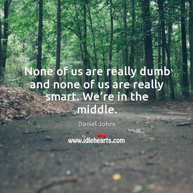 None of us are really dumb and none of us are really smart. We’re in the middle. Daniel Johns Picture Quote