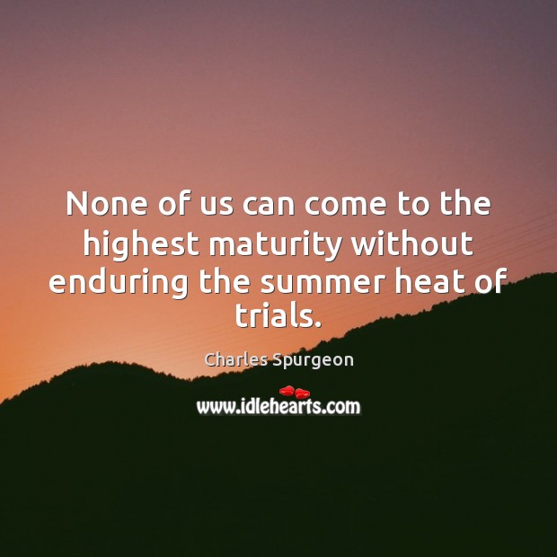 None of us can come to the highest maturity without enduring the summer heat of trials. Image