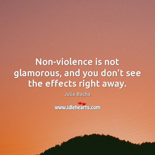 Non-violence is not glamorous, and you don’t see the effects right away. Image