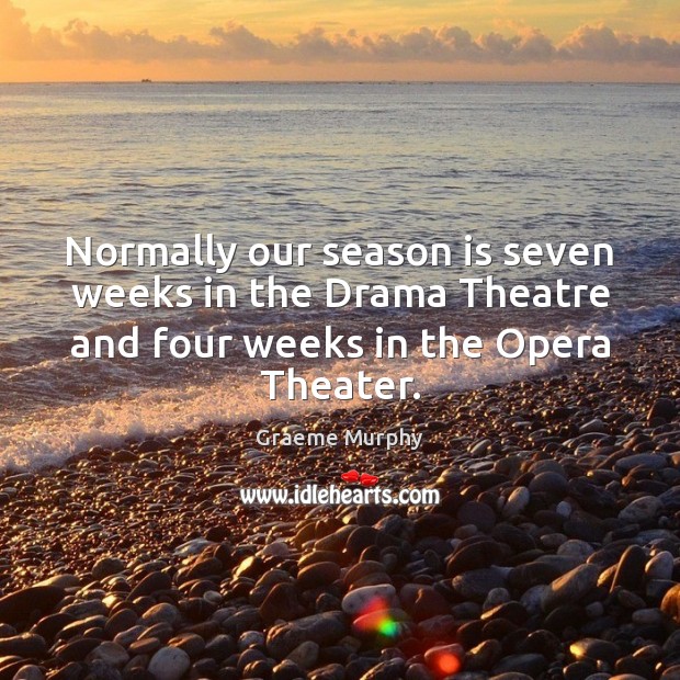 Normally our season is seven weeks in the Drama Theatre and four Image