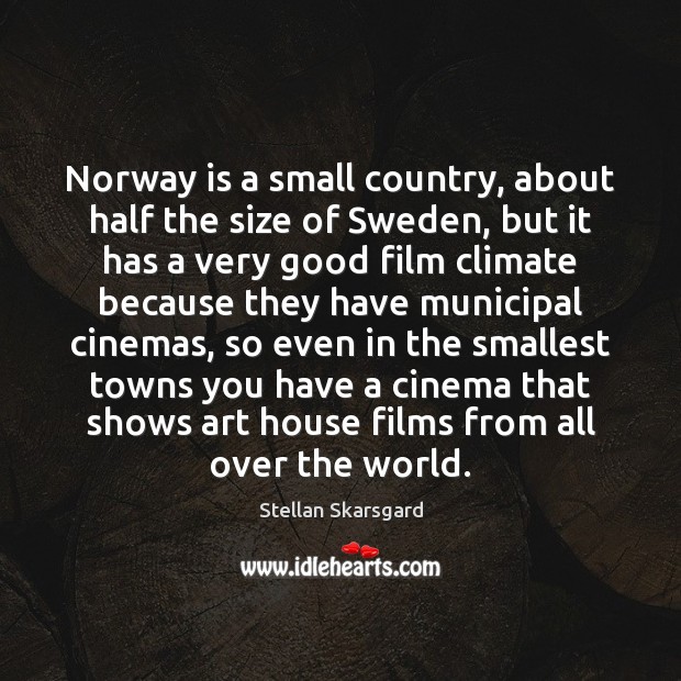 Norway is a small country, about half the size of Sweden, but Stellan Skarsgard Picture Quote