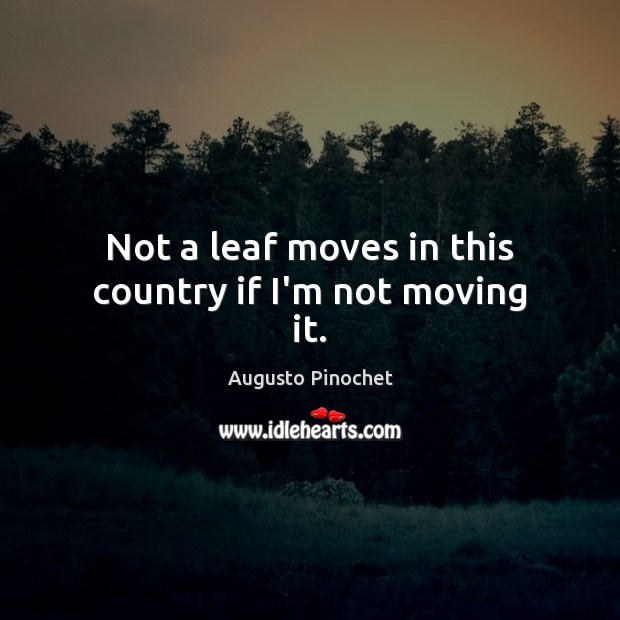 Not a leaf moves in this country if I’m not moving it. Augusto Pinochet Picture Quote