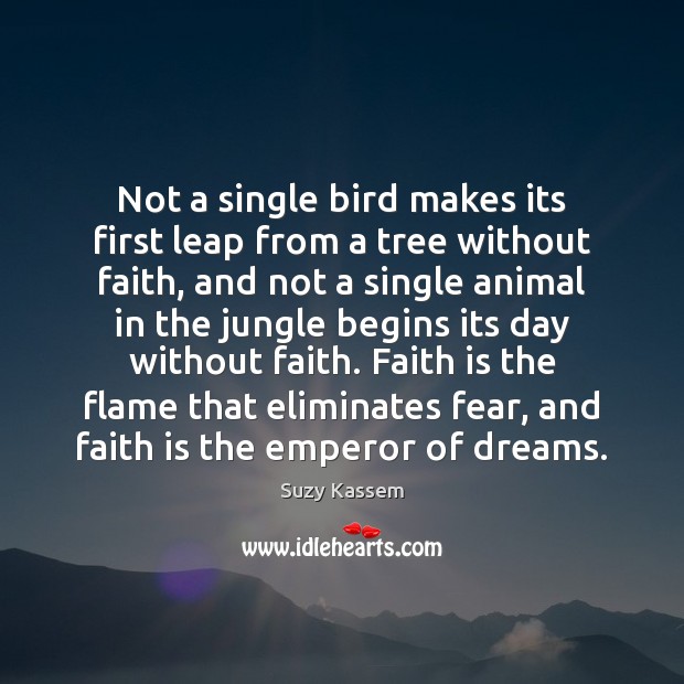 Not a single bird makes its first leap from a tree without Suzy Kassem Picture Quote