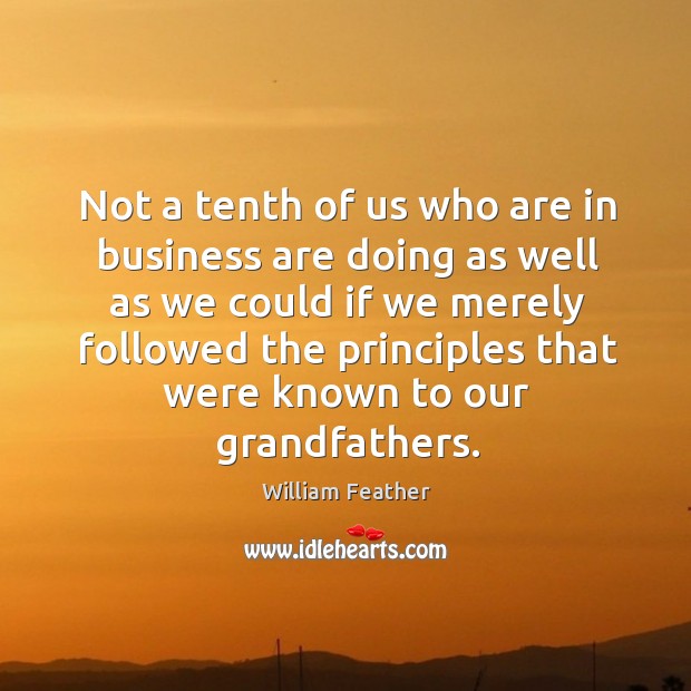 Not a tenth of us who are in business are doing as well as we could if we merely William Feather Picture Quote