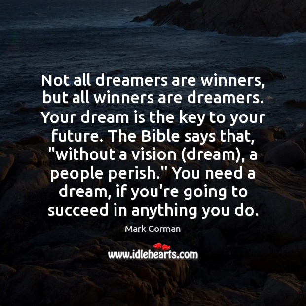 Not all dreamers are winners, but all winners are dreamers. Your dream Dream Quotes Image