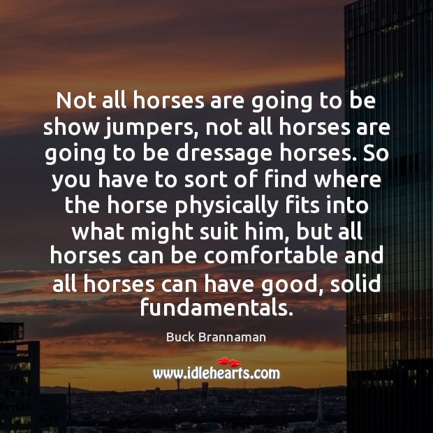 Not all horses are going to be show jumpers, not all horses Buck Brannaman Picture Quote