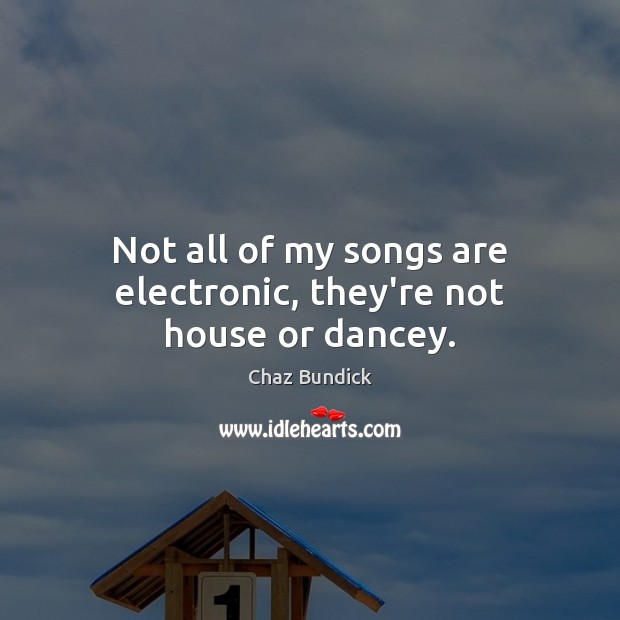 Not all of my songs are electronic, they’re not house or dancey. Image