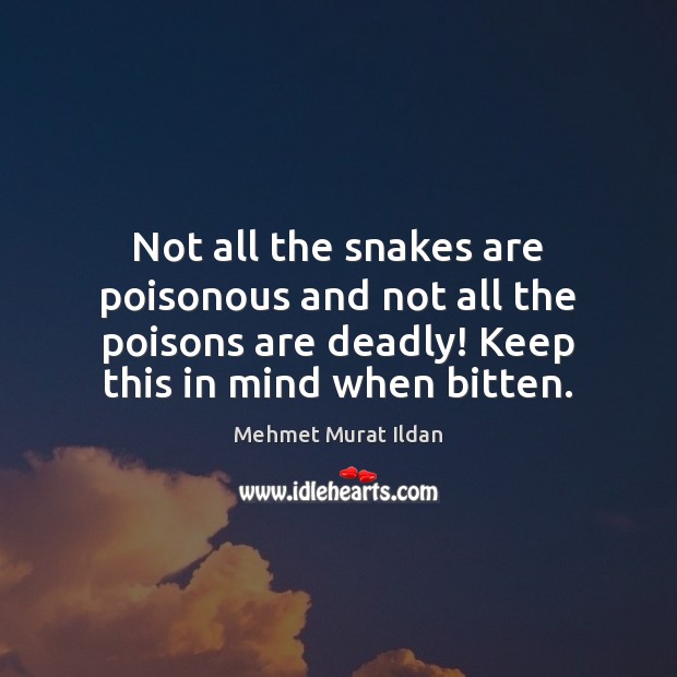 Not all the snakes are poisonous and not all the poisons are Mehmet Murat Ildan Picture Quote