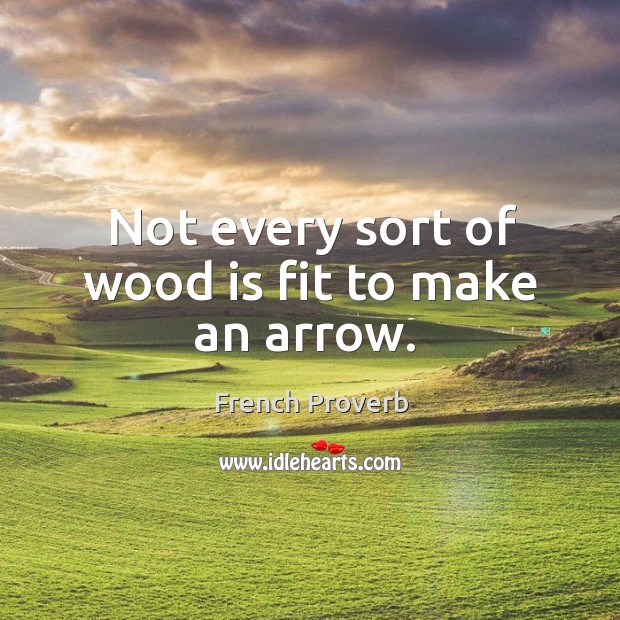 Not every sort of wood is fit to make an arrow. French Proverbs Image