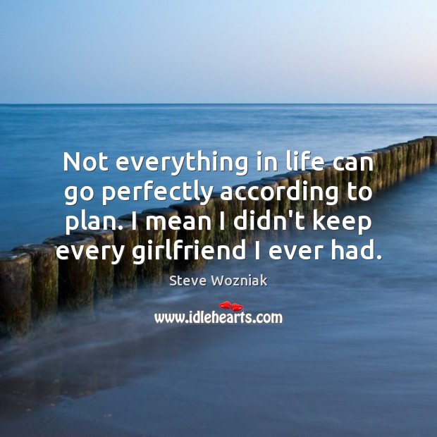 Not everything in life can go perfectly according to plan. I mean Steve Wozniak Picture Quote