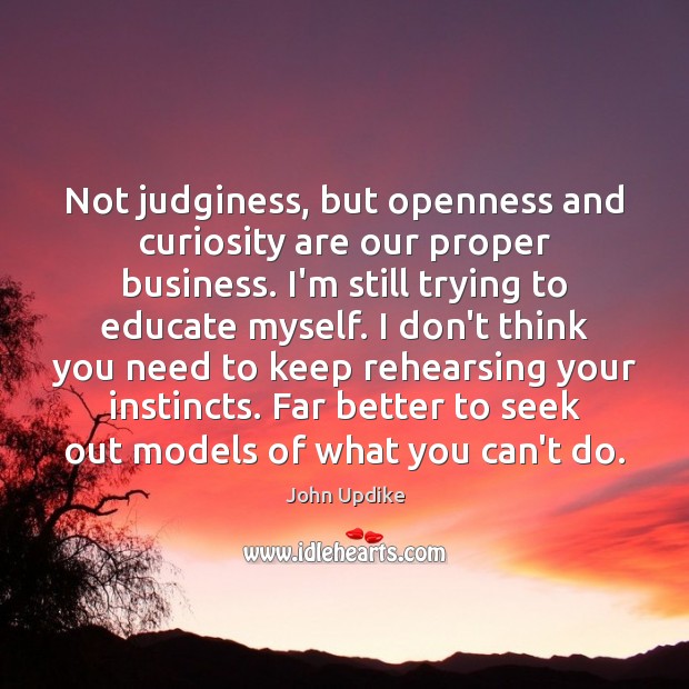 Not judginess, but openness and curiosity are our proper business. I’m still John Updike Picture Quote